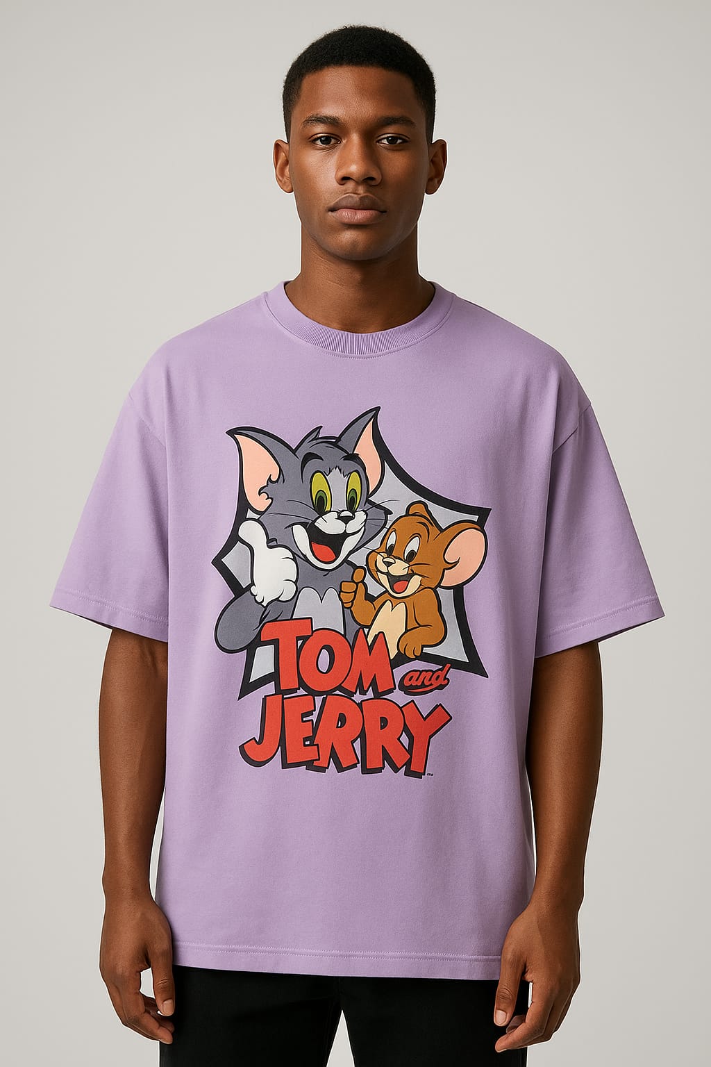 PRINTED TOM & JERRY OVERSIZED TSHIRT
