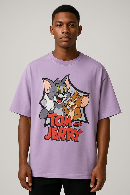 PRINTED TOM & JERRY OVERSIZED TSHIRT
